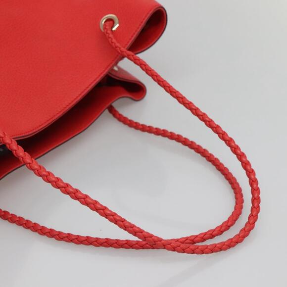 GUCCI Tote Bag Leather Outlet Red Gold - Picture 7 of 16